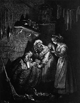 The fee shows Cinderella the pumpkin that will allow her to go to the ball, by Gustave Dore, 1879 (engraving) The fee shows Cinderella the pumpkin that will allow her to go to the ball, by Gustave Dore, 1879 (engraving)