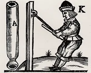 Preparation Prints: Firework-maker making rocket