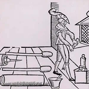 Workshops Prints: Firework-maker preparing rocket