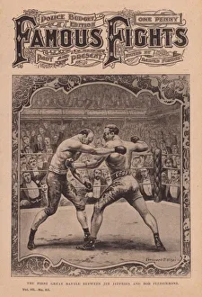 The first great battle between Jim Jeffries and Bob Fitzsimmons (litho) The first great battle between Jim Jeffries and Bob Fitzsimmons (litho)