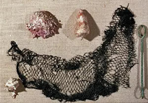 Huntin Prints: Fishnet, fishhook and shells, from Pompeii