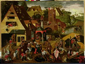 Proverb Prints: The Flemish Proverbs (oil on panel)
