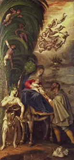 Flight into Egypt, Triptych of Assumption, oil on canvas, Antonio Campi (active from 1546 to 1587), Church of San Marco, Milan, Italy, 16th century
