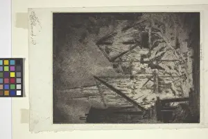 The Foundations At The Cathedral (etching and drypoint)
