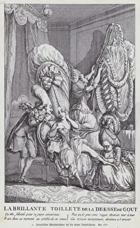 French cartoon lampooning women's hairstyles of the time, 1780 (litho) French cartoon lampooning women's hairstyles of the time, 1780 (litho)