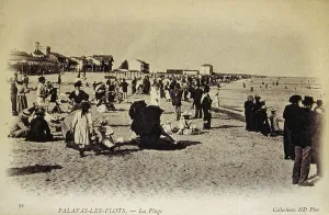 Pedro Figari Prints: French postcard dated circa, 1900, showing a coastal scene with beach and tourists