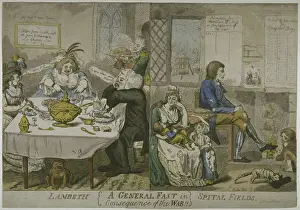 Feasting Prints: A General Fast in consequence of the War!!'... c.1794 (coloured etching)