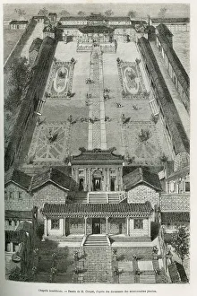 General view of a Buddhist chapel, drawing by H.Clerget to illustrate the trip to Mongolia General view of a Buddhist chapel, drawing by H.Clerget to illustrate the trip to Mongolia