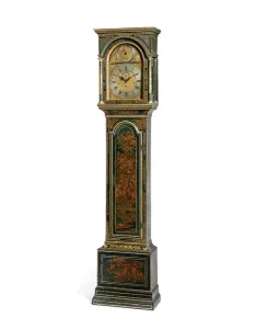 George III blue Japanned quarter striking long case clock, York, c George III blue Japanned quarter striking long case clock, York, c