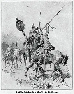 Historic Event Prints: German Cavalry Crosses A Border