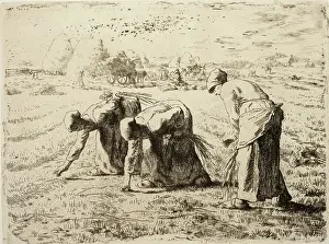 Three Persons Prints: The Gleaners, c.1855 (etching)