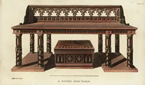Carved Wood Prints: A Gothic side table designed by John Taylor