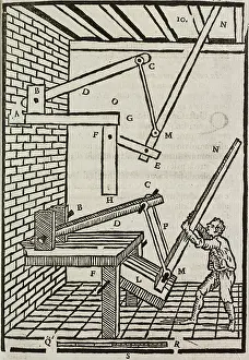 Cremona Prints: Gramola, machine for processing of bread dough