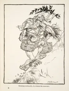 Arduous Prints: Groaning continually, he climbed the mountain, from Little Brother & Little Sister