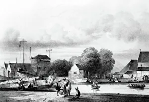 Asie Asia Prints: Harbourn in Batavia, Java, Indonesia, engraving, 19th century