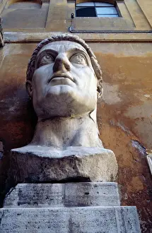 Head from colossal statue of Constantine, 313-324 AD, Italy, Roman civilization, 4th century AD