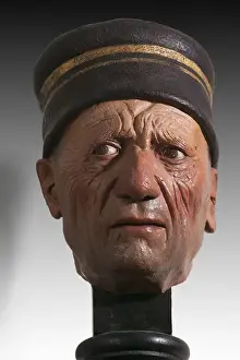 Wrinkled Prints: Head of Old Man (polychrome earthenware)