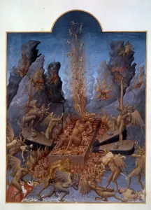 Early Xv Century Prints: Hell. Devils operate bellows to stir up the fire