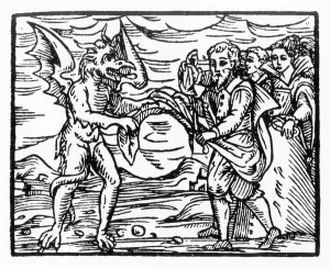Homage to the Devil, copy of an illustration from Compendium Maleticarum' Homage to the Devil, copy of an illustration from Compendium Maleticarum'