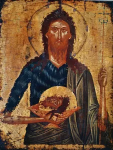 Cretan School Prints: Icon of St. John the Forerunner (tempera on panel)