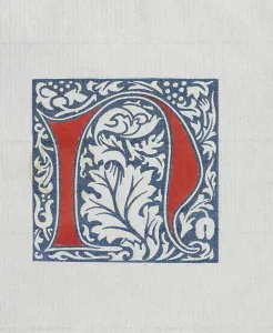 William Morris Prints: Initial, red and blue