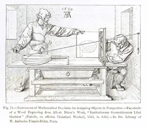 Albrecht (after) Durer Or Duerer Prints: Instrument of Mathematical Precision for Designing Objects in Perspective