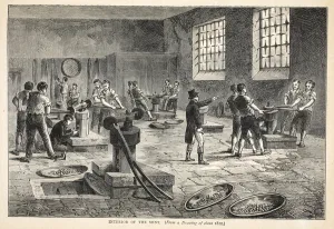 Interior of the Mint, from a drawing of about 1820 (engraving) Interior of the Mint, from a drawing of about 1820 (engraving)