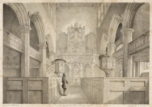 Aisles Prints: The Interior of St. Peter s, Wolverhampton, engraved by I. Shaw, 1848 (litho)