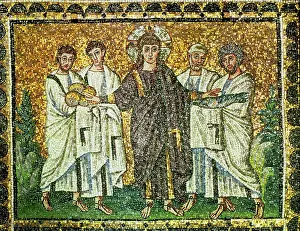 Ravenna Prints: Jesus and the multiplication of bread and fish, four apostles, 6th century (mosaic)