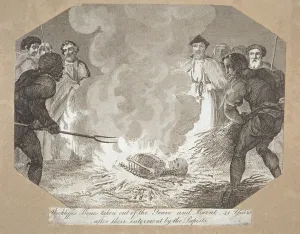 John Wycliff's bones dug up and burned 41 years after his death (engraving) John Wycliff's bones dug up and burned 41 years after his death (engraving)