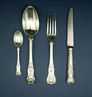 Botanical: Flowers Pre-19th Century Prints: King's pattern on silver flatware, 1815