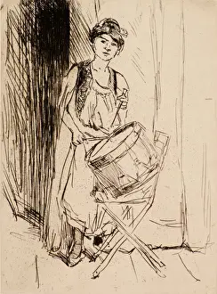 Robert Herdman Prints: The Lady with the Drum (etching)