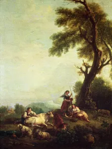 Landscape with Peasants Watching a Herd of Cattle (oil on canvas) Landscape with Peasants Watching a Herd of Cattle (oil on canvas)