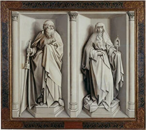 "Le mariage de la Vierge"Verso Peinture sur bois de Robert Campin