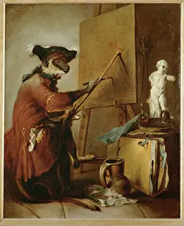 Nicolas (attr.to) Poussin Prints: Le singe peintre - the monkey as painter