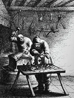 Locksmiths Prints: A locksmith's workshop
