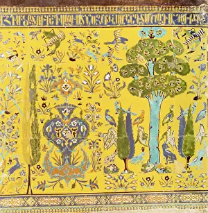 School Islamic Prints: Detail from the lower section of tiles of an interior wall