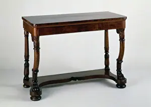 Mahogany Prints: Mahogany veneered console table with rectangular top, France, 19th century