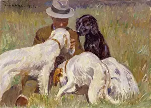 Trilby Prints: Man with his Setters