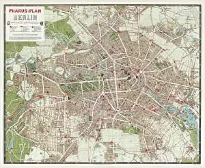 Planning Prints: Map of Berlin, published by Pharus Verlag, Berlin, 1902 (colour litho)