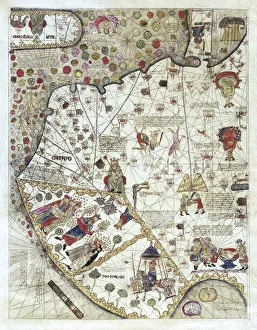 Map of China (Cathay), with descriptions of small scenes, delimitation of the kingdoms with its sovereign represented Map of China (Cathay), with descriptions of small scenes, delimitation of the kingdoms with its sovereign represented