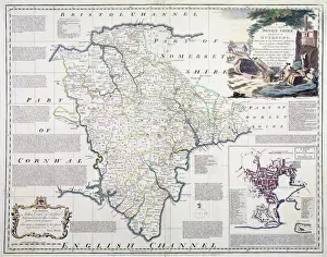 Maps (celestial And Terrestrial) Prints: Map of Devonshire, published by Bowles