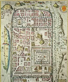 Map of Jerusalem and the surrounding area, from Civitates Orbis Terrarum