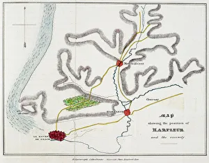 Engagement Prints: Map shewing the position of Harfleur and the vicinity