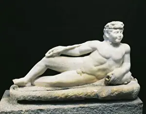 Lying On Side Prints: Marble statue of fluvial divinity, From House of Cortege of Venus (Morocco) at Volubilis