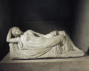 Lying On Side Prints: Marble statue of sleeping Ariadne, abandoned by Theseus on Naxos