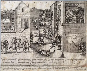 Massacre of Saint Barthelemy (Saint Barthelemy) in Paris on the night of 24 August 1572. Engraving of the 16th century Massacre of Saint Barthelemy (Saint Barthelemy) in Paris on the night of 24 August 1572. Engraving of the 16th century
