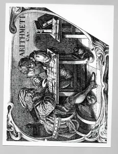 1630 Prints: Merchant using calculating table in form of abacus, 1630 (engraving)