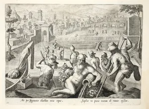 Rapids Prints: Method of catching fish in shallow water using nets, illustration from Venationes