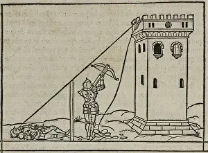 De Re Military Prints: Method for determining height of building using crossbow